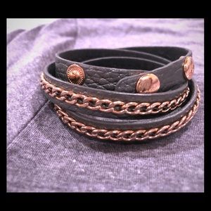Rose gold wrap bracelet & hoop earrings. Like new!